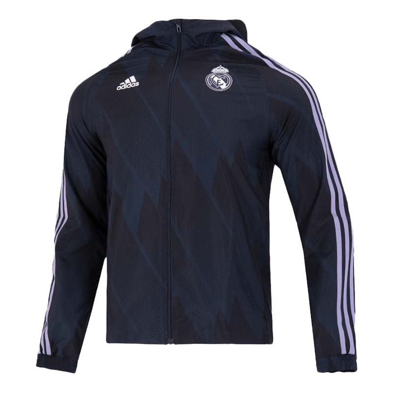 Adidas阿迪達斯足球夾克男裝三條紋連帽運動服外套HD1334
