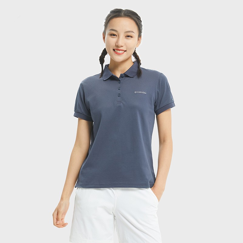 哥倫比亞POLO衫女 戶外運(yùn)動(dòng)休閑輕薄透氣吸濕線翻領(lǐng)短袖T恤AR1471466