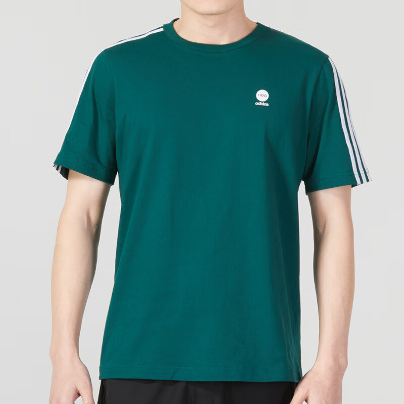 阿迪達(dá)斯男裝女裝t恤neo情侶運動服休閑跑步圓領(lǐng)全棉透氣短袖潮 IK6079
